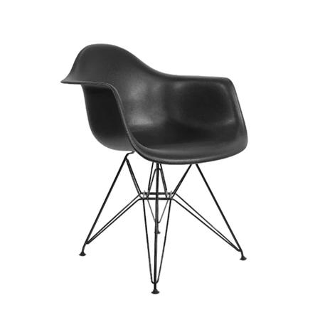 Imagem de Mesa Sala de Jantar Eames Eiffel Redonda 90cm Preta com 4 Poltronas Pretas Ferro Preto