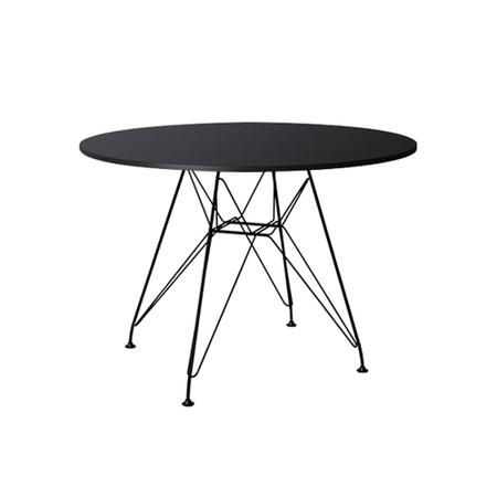 Imagem de Mesa Sala de Jantar Eames Eiffel Redonda 90cm Preta com 4 Poltronas Pretas Ferro Preto