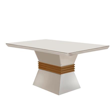 Imagem de Mesa Sala de Jantar Lucy 120cm Em MDF e Vidro Com Canto Copo