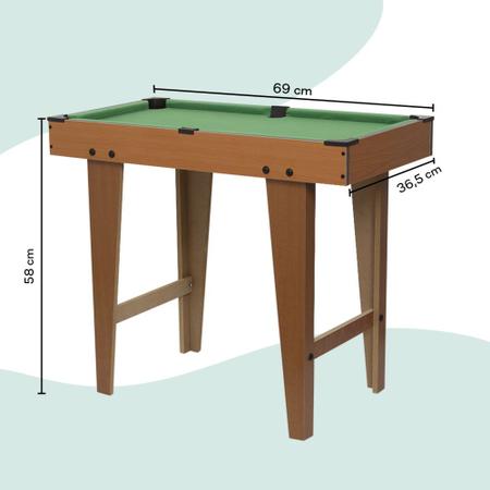 Mini Mesa Sinuca Pé Alto Snooker Bilhar Infantil 2 Tacos