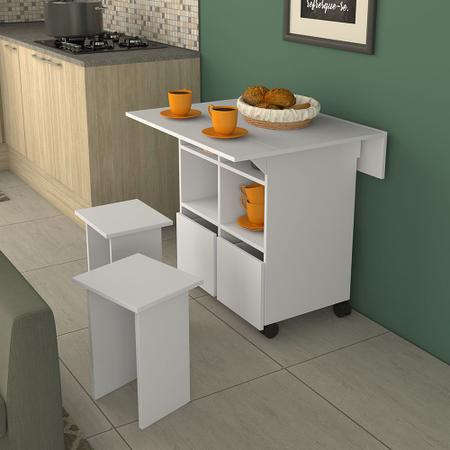 Imagem de Mesa Tampo Dobravel com Bancos B10.038 - Nova Mobile - Branco