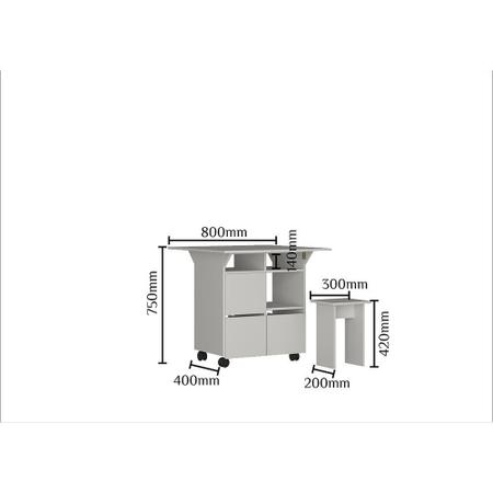 Imagem de Mesa Tampo Dobravel com Bancos B10.038 - Nova Mobile - Branco