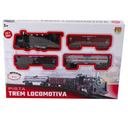 Trenzinho Brinquedo Trem Elétrico 2 Vagões Preto Pista