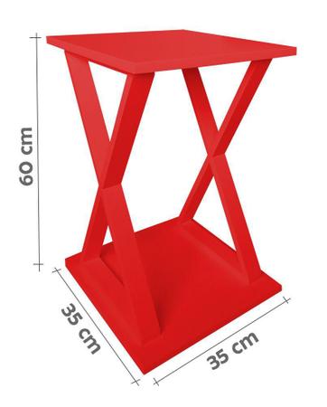 Imagem de Mesa X Lateral de Apoio ou Mesa de Cabeceira Vermelho Laca