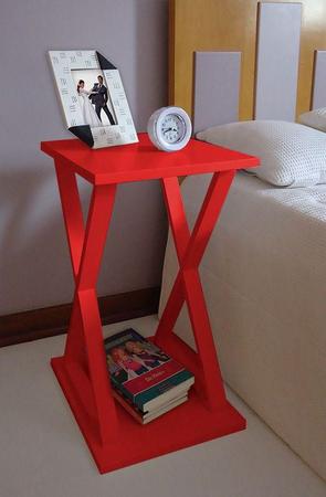 Imagem de Mesa X Lateral de Apoio ou Mesa de Cabeceira Vermelho Laca