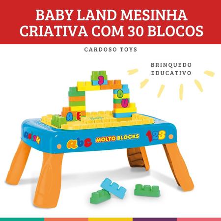 Imagem de Mesinha Criativa Azul com 20 Blocos Baby Land Cardoso Toys