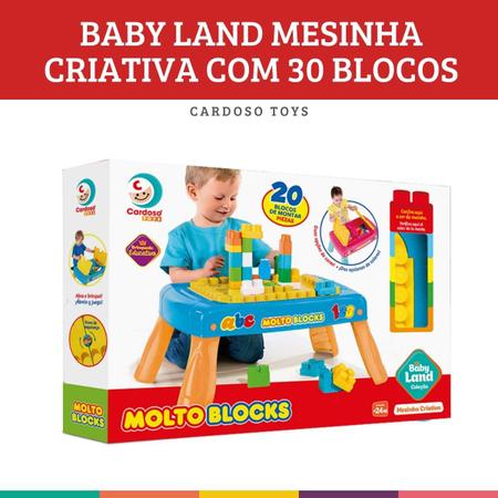 Imagem de Mesinha Criativa Azul com 20 Blocos Baby Land Cardoso Toys