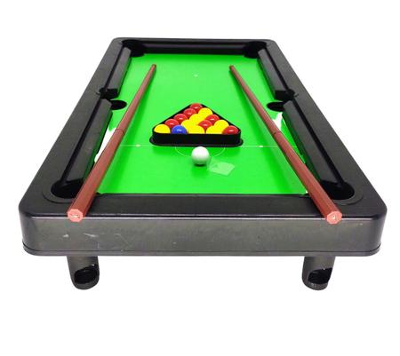 Mesinha de Jogo Sinuca 40CM Infantil Snooker Brilhar Com 02 Tacos