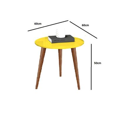 Imagem de Mesinha lateral redonda pé palito para Sala e sofá apoio cor Amarela 60x60x50 - sture moveis