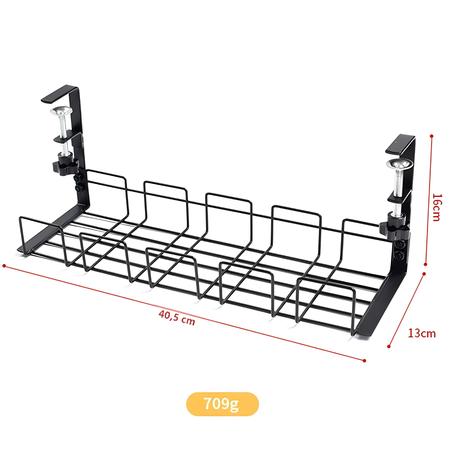 Imagem de Metal Sob A Mesa Rack De Armazenamento Bandeja De Gerenciamento De Cabos Organizador De Fio Para