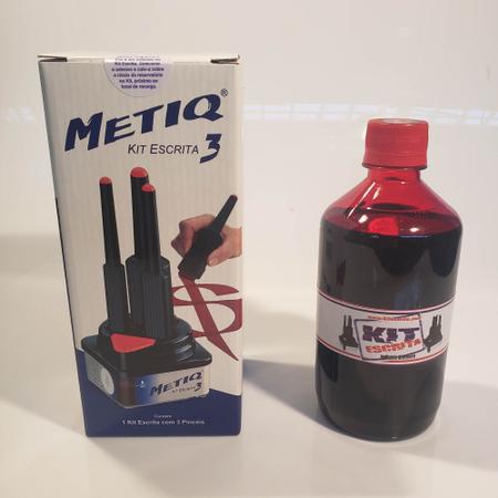 Imagem de (metiq) kit c/3 pinceis + tinta kit escrita 500ml vermelho base de álcool