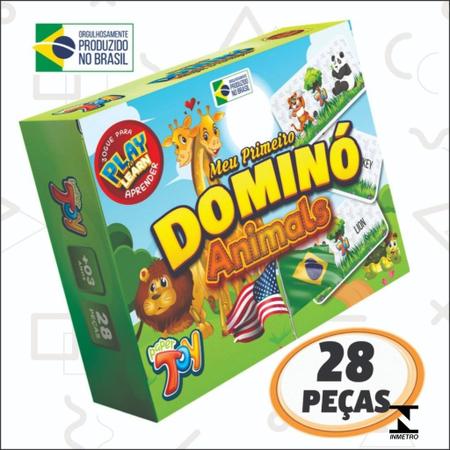 Jogo Dominó Animais - em Inglês (estojo) Junges - Jogo de Dominó