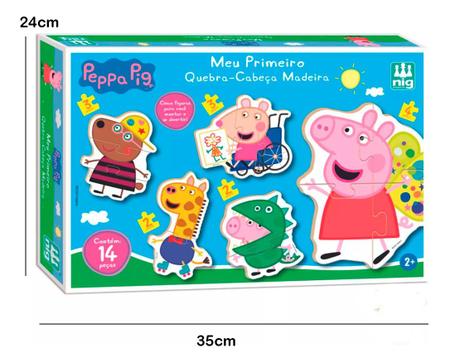 Imagem de Meu Primeiro Quebra Cabeça Peppa Pig Brinquedo Educativo Infantil 14 Peças 2 Anos Madeira  Nig