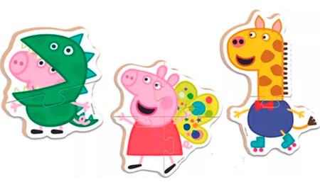 Imagem de Meu Primeiro Quebra Cabeça Peppa Pig Brinquedo Educativo Infantil 14 Peças 2 Anos Madeira  Nig