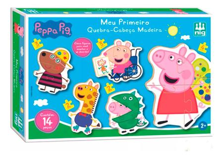 Imagem de Meu Primeiro Quebra Cabeça Peppa Pig Brinquedo Educativo Infantil 14 Peças 2 Anos Madeira  Nig