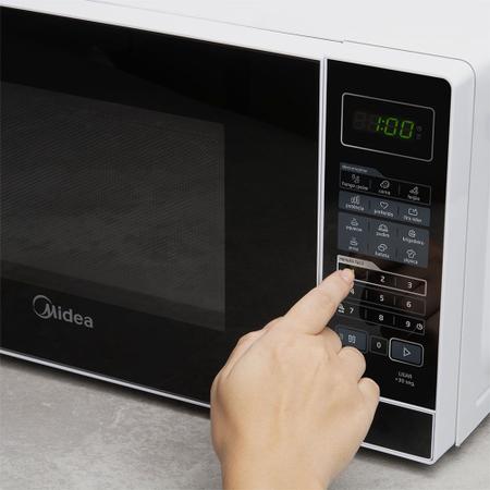 Imagem de Micro-ondas 20L Branco Porta Preta Minuto Fácil Midea