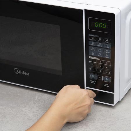 Imagem de Micro-ondas 20L Branco Porta Preta Minuto Fácil Midea