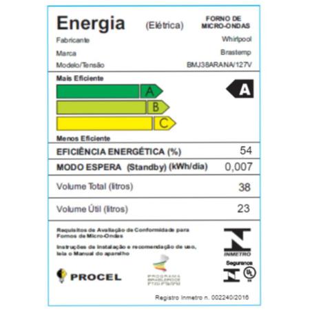 Imagem de Micro-ondas Brastemp 38 Litros cor Inox Espelhado com Grill - BMJ38AR