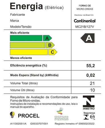 Imagem de Micro-ondas Continental Prata 34 Litros com Função Descongelar (MC34S)