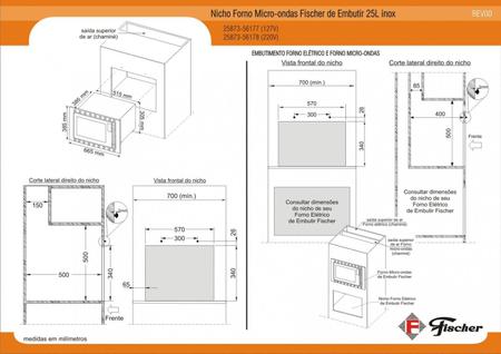 Imagem de Micro ondas fischer new fit line embutir 25l 127v inox