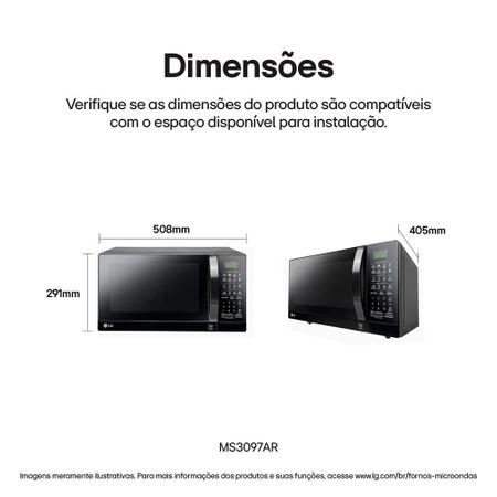 Imagem de Micro-ondas LG 30 Litros Preto com Revestimento EasyClean MS3097AR  220 Volts