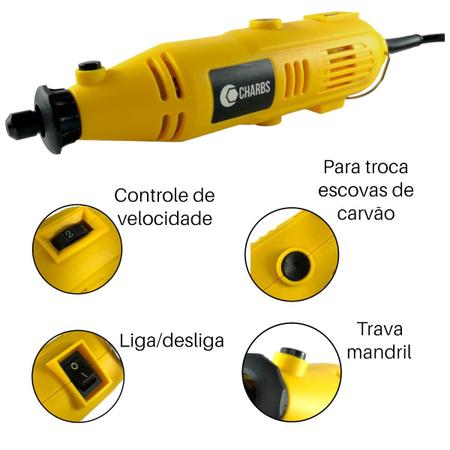 Micro Retifica Com 234 Acessorios E Maleta Charbs - 110v