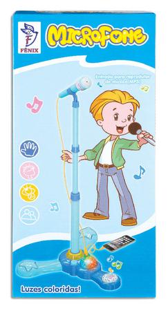 Imagem de Microfone Azul Com Pedestal Musical Meninos Infantil