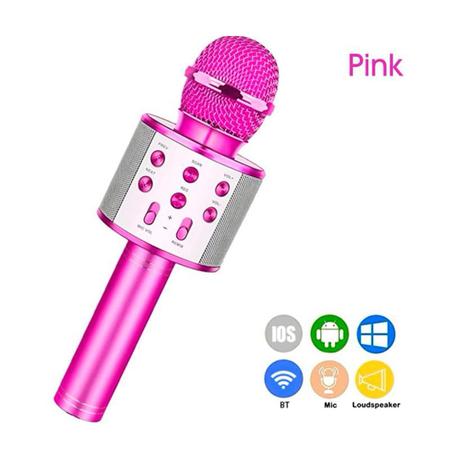 Imagem de Microfone Bluetooth Karaokê Sem Fio Recarregável Rosa Pink