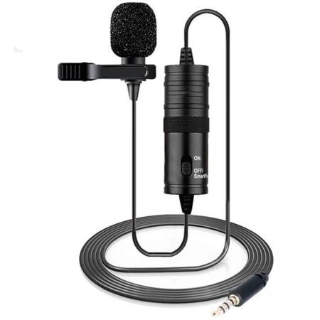 Imagem de Microfone de lapela omnidirecional preto cabo 6 metros adaptador