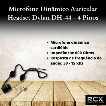 Imagem de Microfone Dinâmico Auricular Headset Dylan DH-44 - 4 Pinos