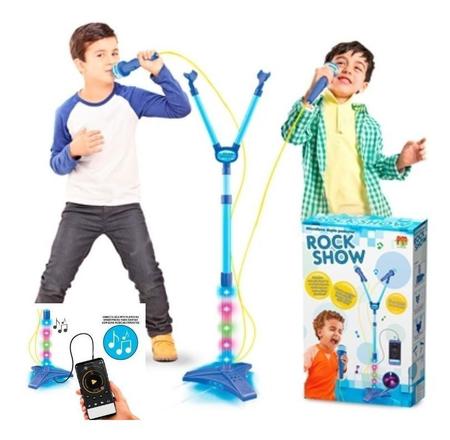 Imagem de Microfone Duplo Infantil Rock  c/ Som Música Conecta MP3