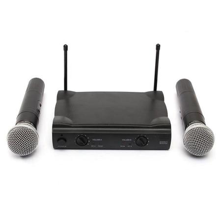 Imagem de Microfone Duplo Profissional Sem Fio Unidirecional Receptor Wireless Audio Karaoke Musica Palestras Eventos