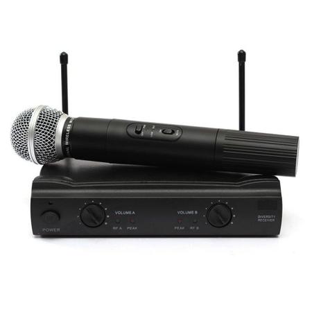 Imagem de Microfone Duplo Profissional Sem Fio Unidirecional Receptor Wireless Audio Karaoke Musica Palestras Eventos