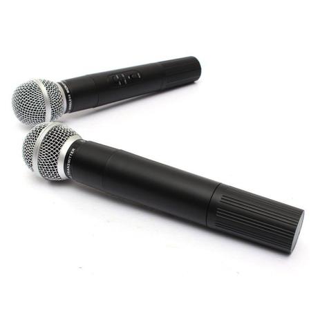 Imagem de Microfone Duplo Profissional Sem Fio Unidirecional Receptor Wireless Audio Karaoke Musica Palestras Eventos