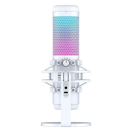 Imagem de Microfone Gamer HyperX QuadCast S Podcast, Antivibração, LED RGB, USB, Compatível com PC, PS4 e Mac, Branco - 519P0AA