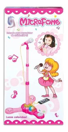 Imagem de Microfone Infantil Com Luz E Som Brinquedo Karaoke Rosa