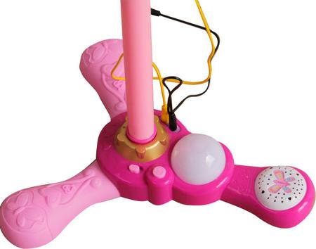 Microfone Infantil Brinquedo para Criança com Pedestal e conexão Mp3 para  Menina - Cor Rosa - Glumi