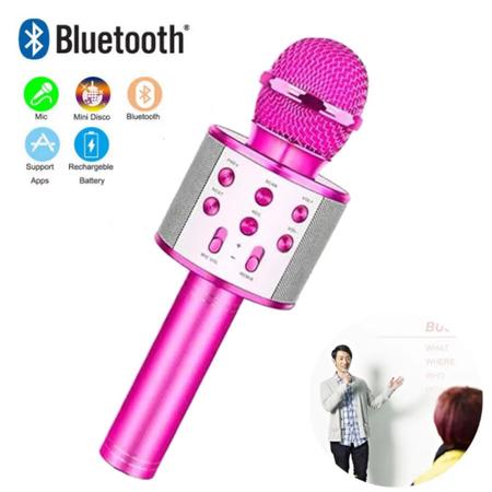 Brinquedo Microfone Star Voice Karaokê Via Bluetooth Rose - Shop