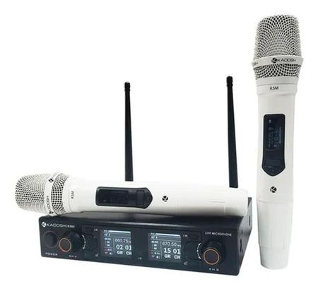 Imagem de Microfone Kadosh K-502M Sem Fio Bastão Duplo Branco