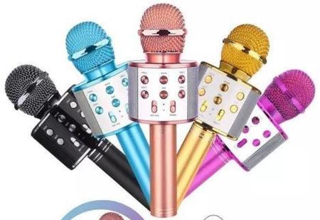 Microfone Karaoke Bluetooth Led: Transforme Seu Lar Em Um - Goldenmix Imagem de Microfone Karaoke Bluetooth Led: Transforme Seu Lar Em Um