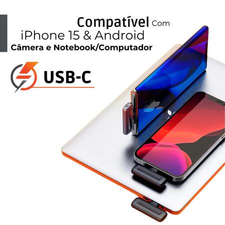 Imagem de Microfone Lapela Duplo Sem Fio USB-C com estojo de carregamento para iPhone 15 Pro Max e Android