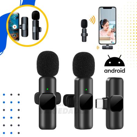 Imagem de Microfone Lapela Duplo Wireless Sem fio Para Android USB Tipo C - K11