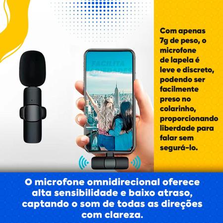 Imagem de Microfone Lapela Duplo Wireless Sem fio Para Android USB Tipo C - K11