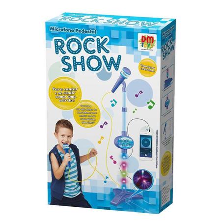 Imagem de Microfone Pedestal Infantil Rock Show Luz e Som Azul DM Toys