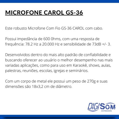 Imagem de Microfone Profissional Dinamico Gs36 Carol Com Fio Storm