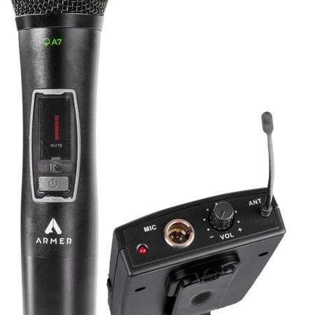 Imagem de Microfone sem Fio Duplo Bastão + Headset Armer AX802MH