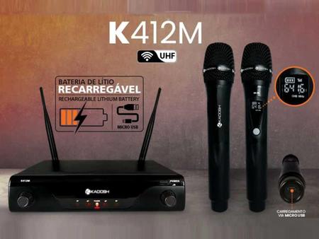 Imagem de Microfone Sem Fio Kadosh Duplo K412M Bateria Recarregável