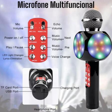 Imagem de Microfone Speaker Karaoke Usb Led Bluetooth
