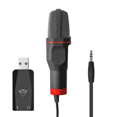 Imagem de Microfone USB Gamer Som Digital Adaptador USB Tripé de Mesa Ângulo Ajustável Trust GXT 212 Mico Red