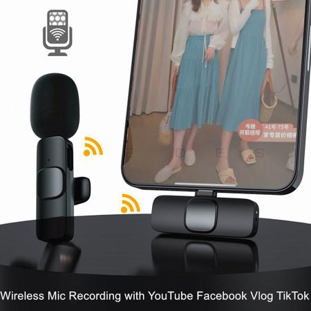 Imagem de MIcrofone Wireless Lapela Sem Fio Compatível Ios Universal Omnidirecional Profissional + Mini Tripé Celular